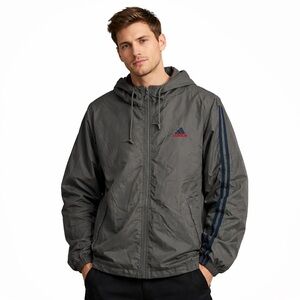 Adidas grey windbreaker large breathable lightweight outdoor